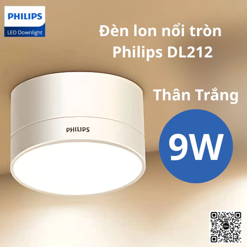 Philips - Đèn Lon Nổi Tròn DL212 9W Thân Trắng | RD100W